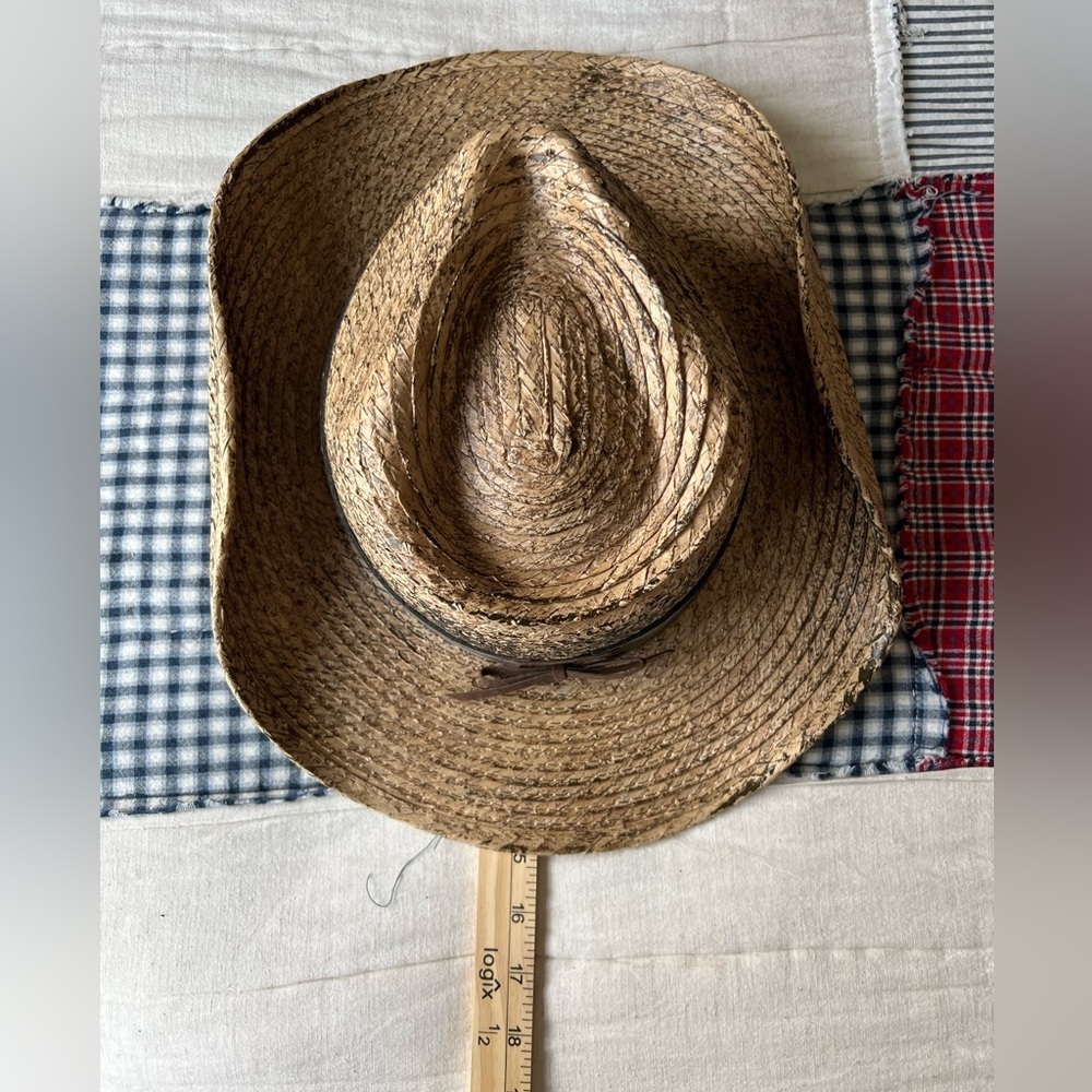 Brown Straw Cowboy Hat with Black Band - Picture 8 of 11